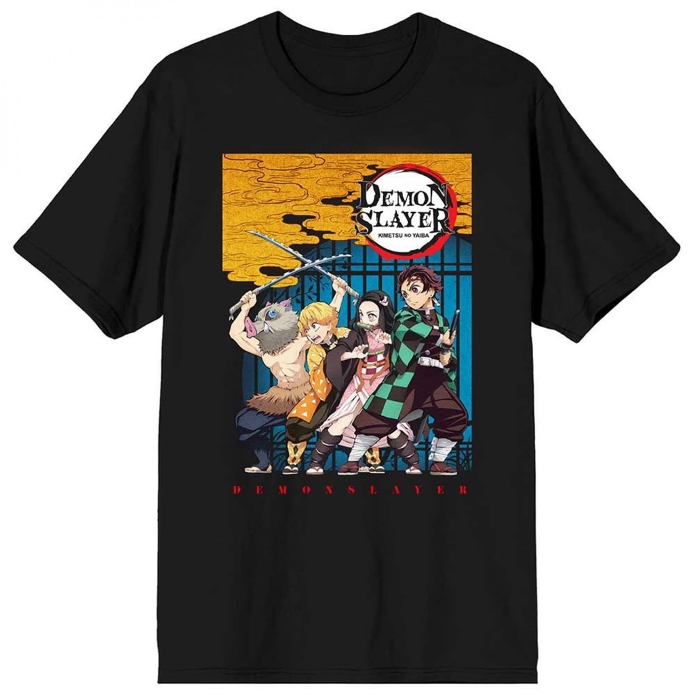 Demon Slayer Anime Graphic Tee Black XL Tanjiro Nezuko Shirt